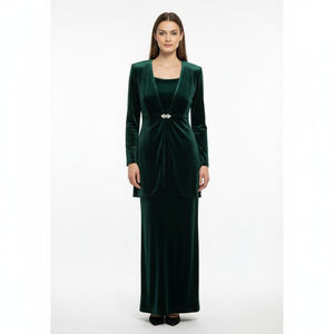 Scott McClintock Dress Sweater Coord Set Womens 6 Dark Green Vintage Velvet